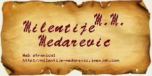 Milentije Medarević vizit kartica